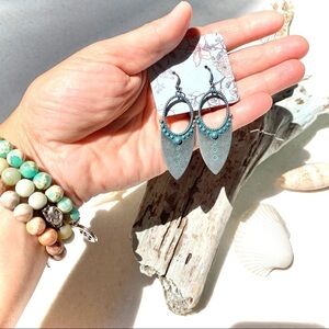 GORGEOUS Boho Gypsy shield earrings with a native/Pendleton/western vibe